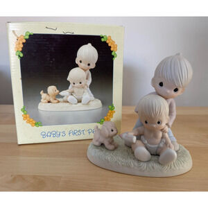 Precious Moments Baby First Pet Figurine Jonathan & David 1983 Vintage w Box
